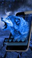 3D Neon Vivid Wolf Theme পোস্টার