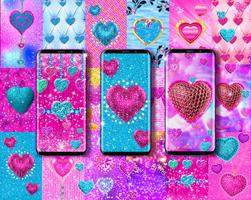 Glitter hearts live wallpaper постер