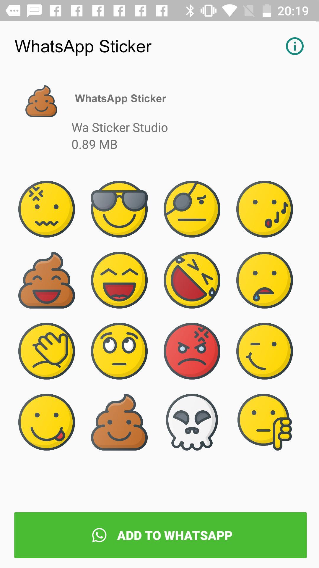 Cute Emoji Face Sticker For Whatsapp