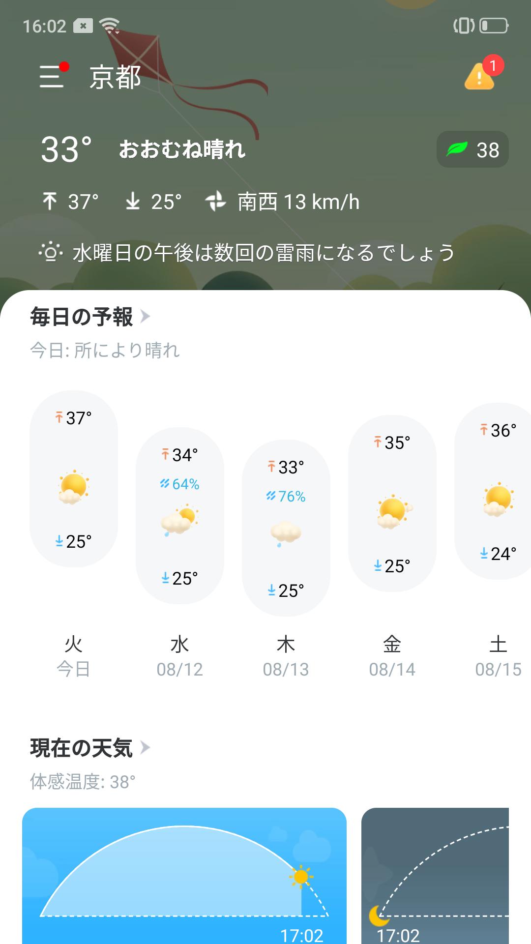 雨雲 レーダー 予報 京都 天気