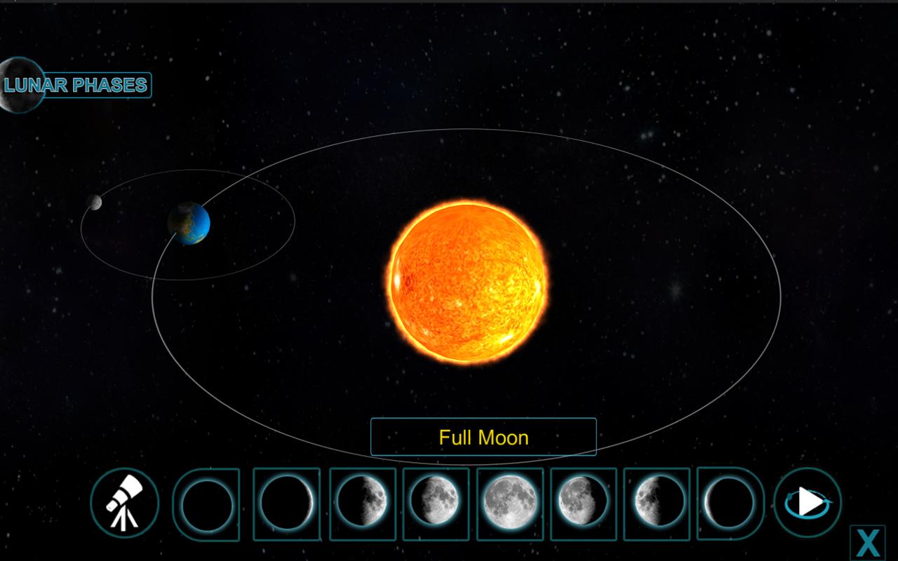 Position of Moon. Google Moon 3d.