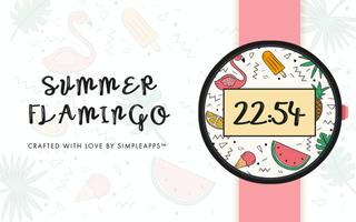 Summer Flamingo Watch Face Affiche