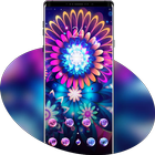 Abstract theme Bright and colorful glowing flowers icon