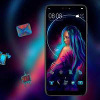 برنامه‌نما Cool magic neon digital art girl theme عکس از صفحه