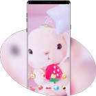 Cute theme Pink puppet rabbit icône