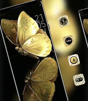 Golden Shining Noble Butterfly Theme الملصق