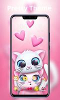 Cute cartoon theme | shining lovely pink cat Plakat
