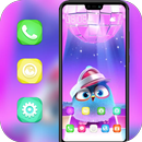 Blue angry cute bird shining lights theme APK