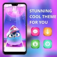 Blue angry cute bird shining lights theme Affiche