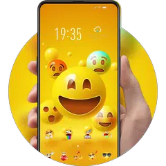 Cute funny 3D Emoji face expression theme