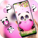 Pink Cartoon Panda Love theme APK
