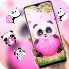 Pink Cartoon Panda Love theme icône