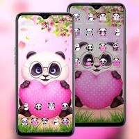 Pink Cartoon Panda Love theme capture d'écran 1
