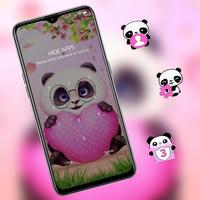 Pink Cartoon Panda Love theme capture d'écran 2