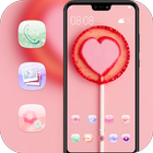 Pink love lollipop theme galaxy s10 sweet launcher biểu tượng