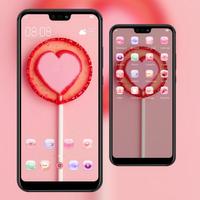 Pink love lollipop theme galaxy s10 sweet launcher ảnh chụp màn hình 1