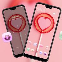 Pink love lollipop theme galaxy s10 sweet launcher ảnh chụp màn hình 2