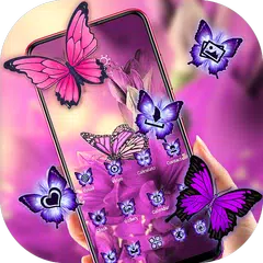 download Beautiful Purple Butterfly Flower Theme 2019 APK