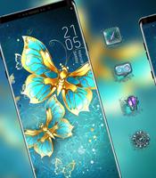 پوستر Blue Golden Butterfly Noble Symbol theme