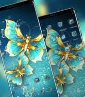 Blue Golden Butterfly Noble Symbol theme ảnh chụp màn hình 1