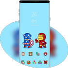 Hand drawing cartoon captain and iron-man theme icon