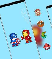 Hand drawing cartoon captain and iron-man theme Affiche