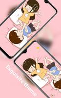 Cartoon cute couple sleeping position theme Affiche