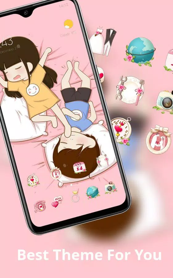 Cartoon cute couple sleeping position theme APK pour Android Télécharger