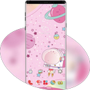 Hand Drawing Pink Astronaut Star theme-APK