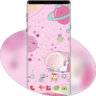 Hand Drawing Pink Astronaut Star theme icône