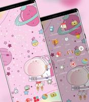 Hand Drawing Pink Astronaut Star theme captura de pantalla 1