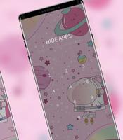 Hand Drawing Pink Astronaut Star theme captura de pantalla 2