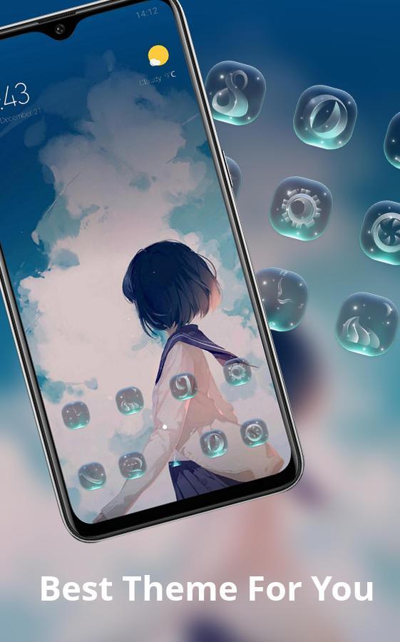 Nature Cute Cartoon Short Hair Girl Kawaii Theme For Android Apk