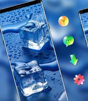 Waterdrop Blue square glass ice cubes theme постер