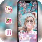 Spring cute pretty girl under flowers sunny theme icono