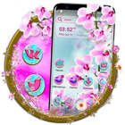 Pink Orchid Flower Theme آئیکن