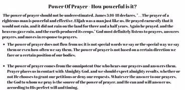 POWER OF PRAYER