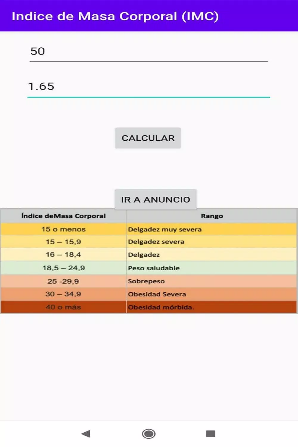 Calcular Indice de Masa Corporal IMC for Android - APK Download