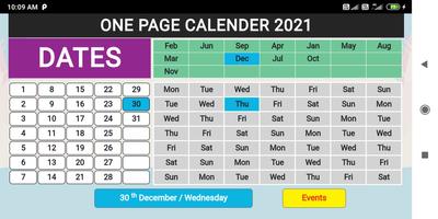 2025 One page calendar poster