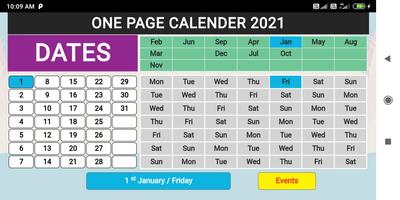2025 One page calendar screenshot 1