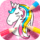 Libro para colorear unicornio icono