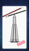 How to draw rockets by steps poster