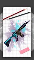 武器、ピストル、ナイフを段階的に描く方法。 武器スキン ポスター