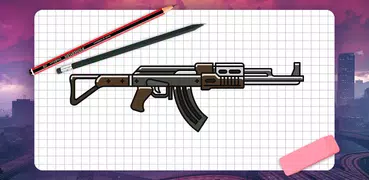 How to draw game weapons