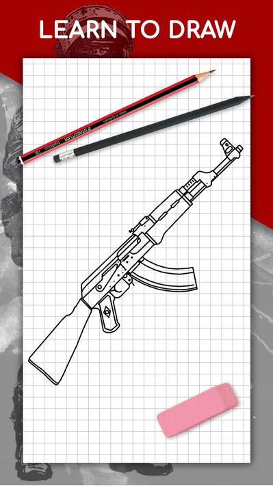 How to draw weapons step by step, drawing lessons poster