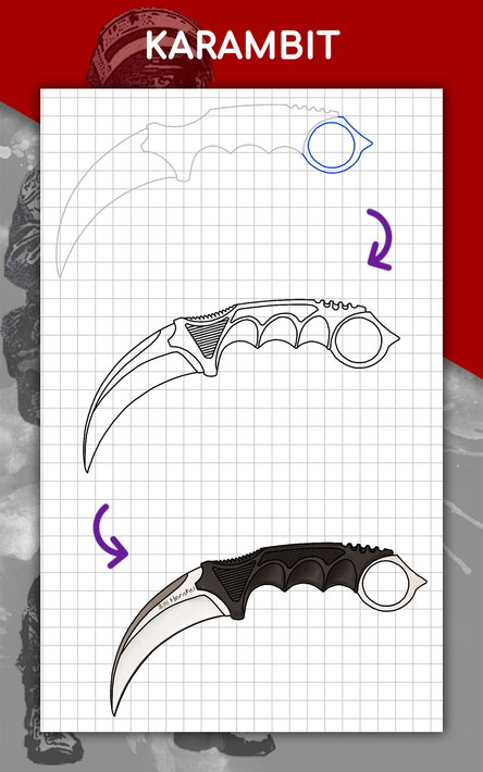 How to draw weapons step by step, drawing lessons screenshot 13