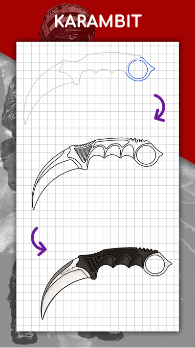 How to draw weapons step by step, drawing lessons screenshot 5