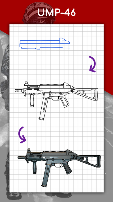 How to draw weapons step by step, drawing lessons screenshot 7