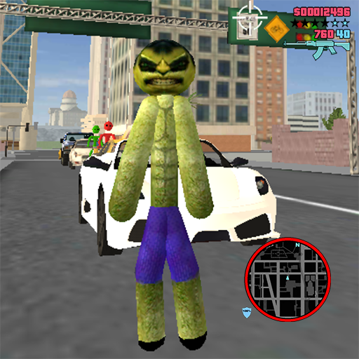 Green Monster Stickman Rope Hero Gangstar Crime