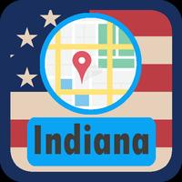 USA Indiana Maps पोस्टर